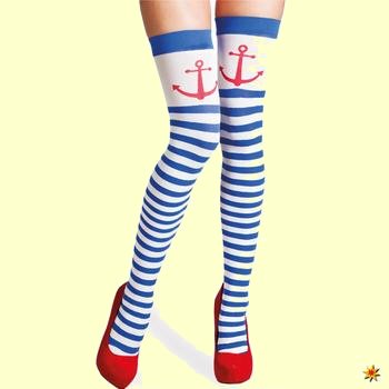 Overknees blau-weiß
